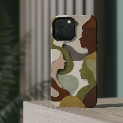 Coque de téléphone — Silhouettes multiculturelles abstraites magnétique et résistante aux chocs