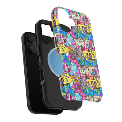 Coque de téléphone magnétique Graffiti Collage — Housse protectrice résistante aux chocs