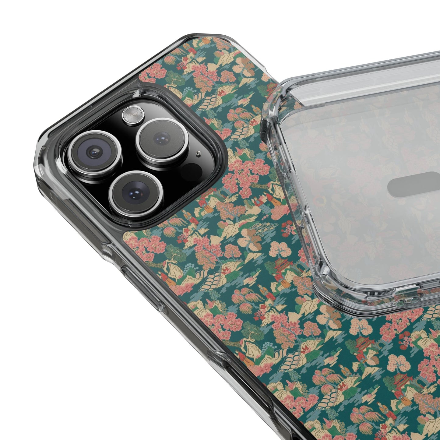Floral Vintage Clear Magnetic Phone Case – Impact-Resistant iPhone Cover