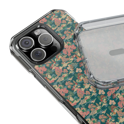 Floral Vintage Clear Magnetic Phone Case – Impact-Resistant iPhone Cover