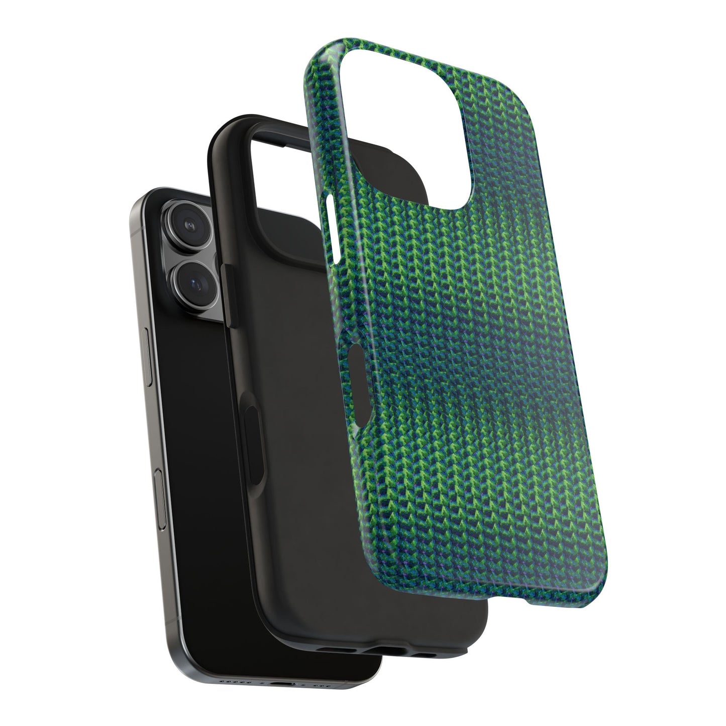 Green Woven Texture Tough Phone Case — Durable Protective Phone Cover