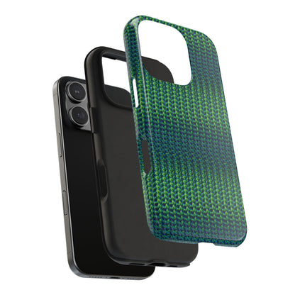 Green Woven Texture Tough Phone Case — Durable Protective Phone Cover