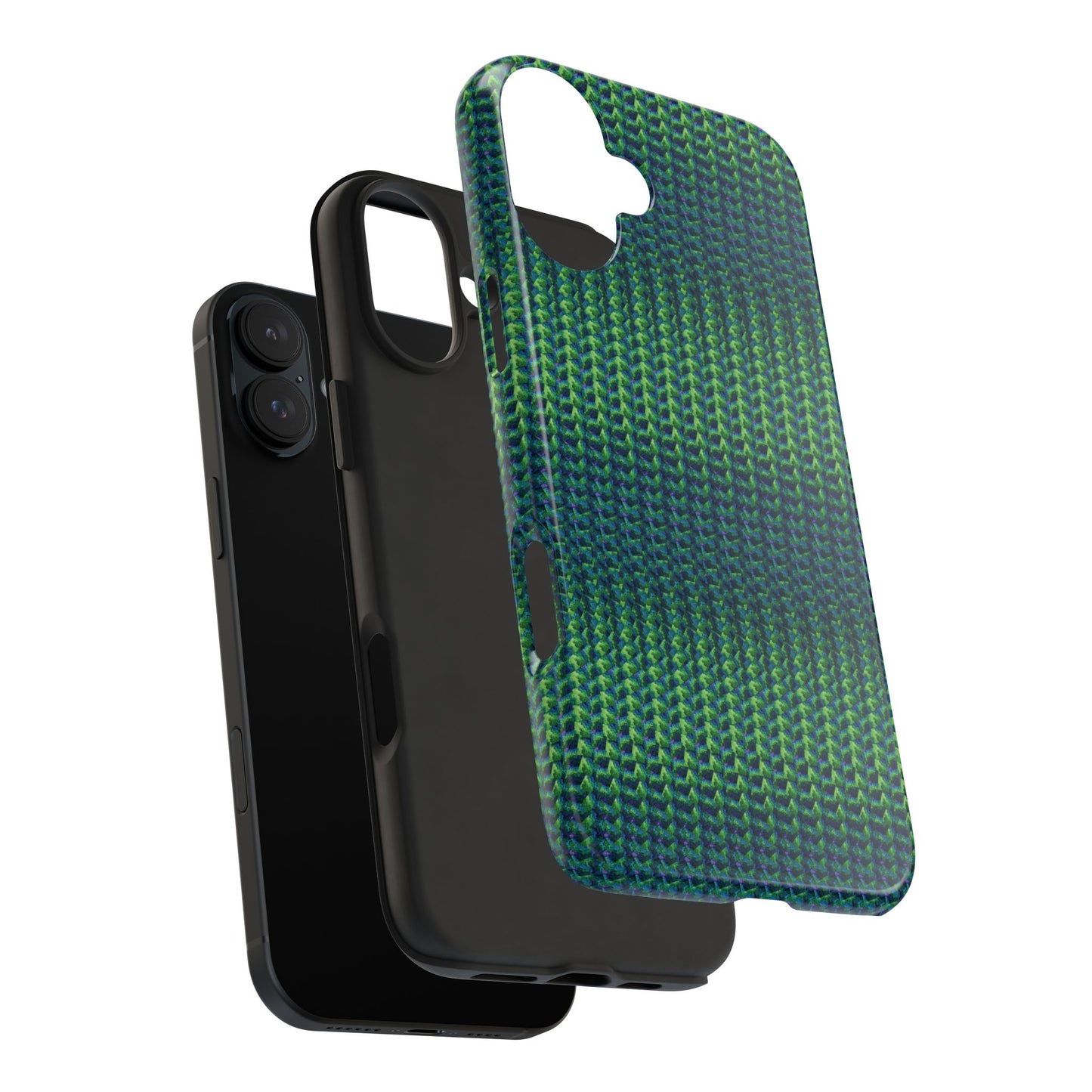 Green Woven Texture Tough Phone Case — Durable Protective Phone Cover