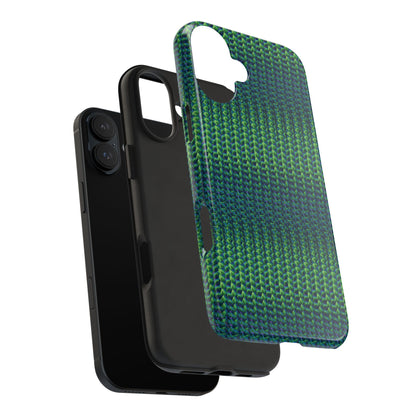 Green Woven Texture Tough Phone Case — Durable Protective Phone Cover