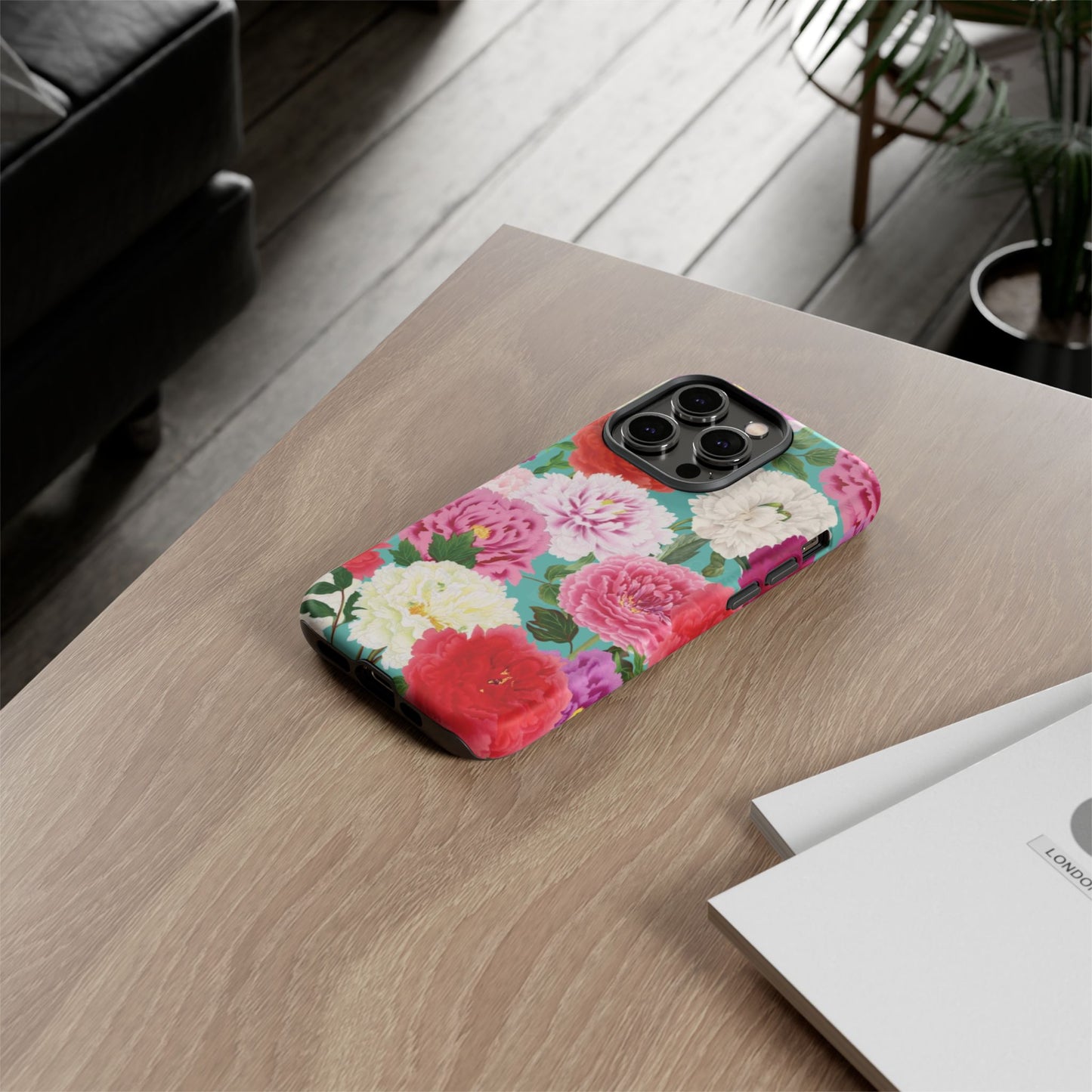 Coque de téléphone renforcée Floral Peony — Housse botanique protectrice pour iPhone