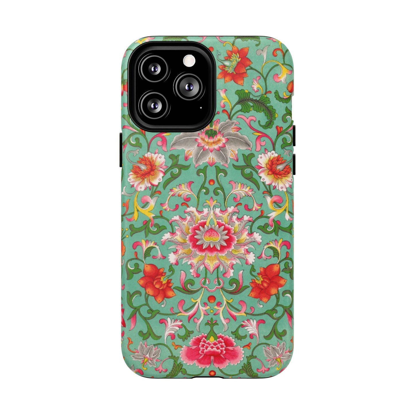 Coque de téléphone magnétique renforcée à motif floral vintage