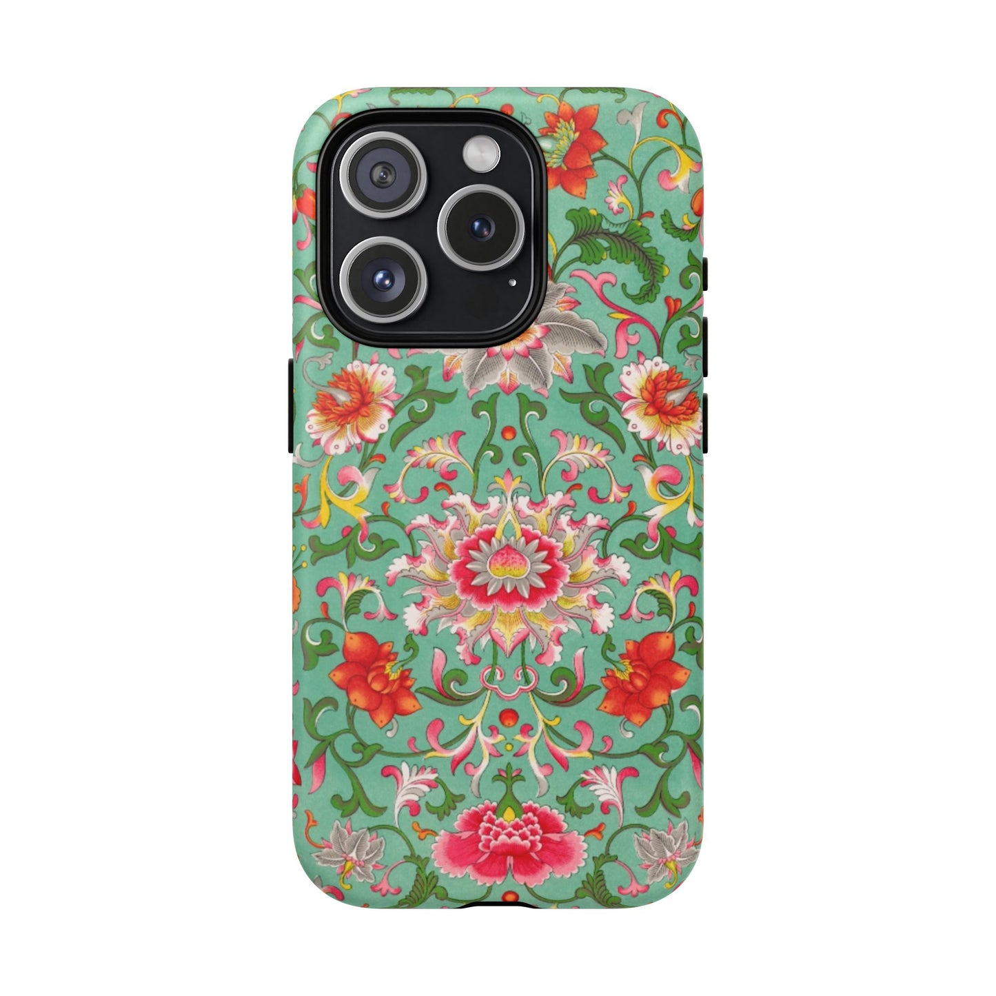 Coque de téléphone magnétique renforcée à motif floral vintage
