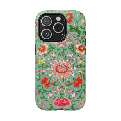 Coque de téléphone magnétique renforcée à motif floral vintage