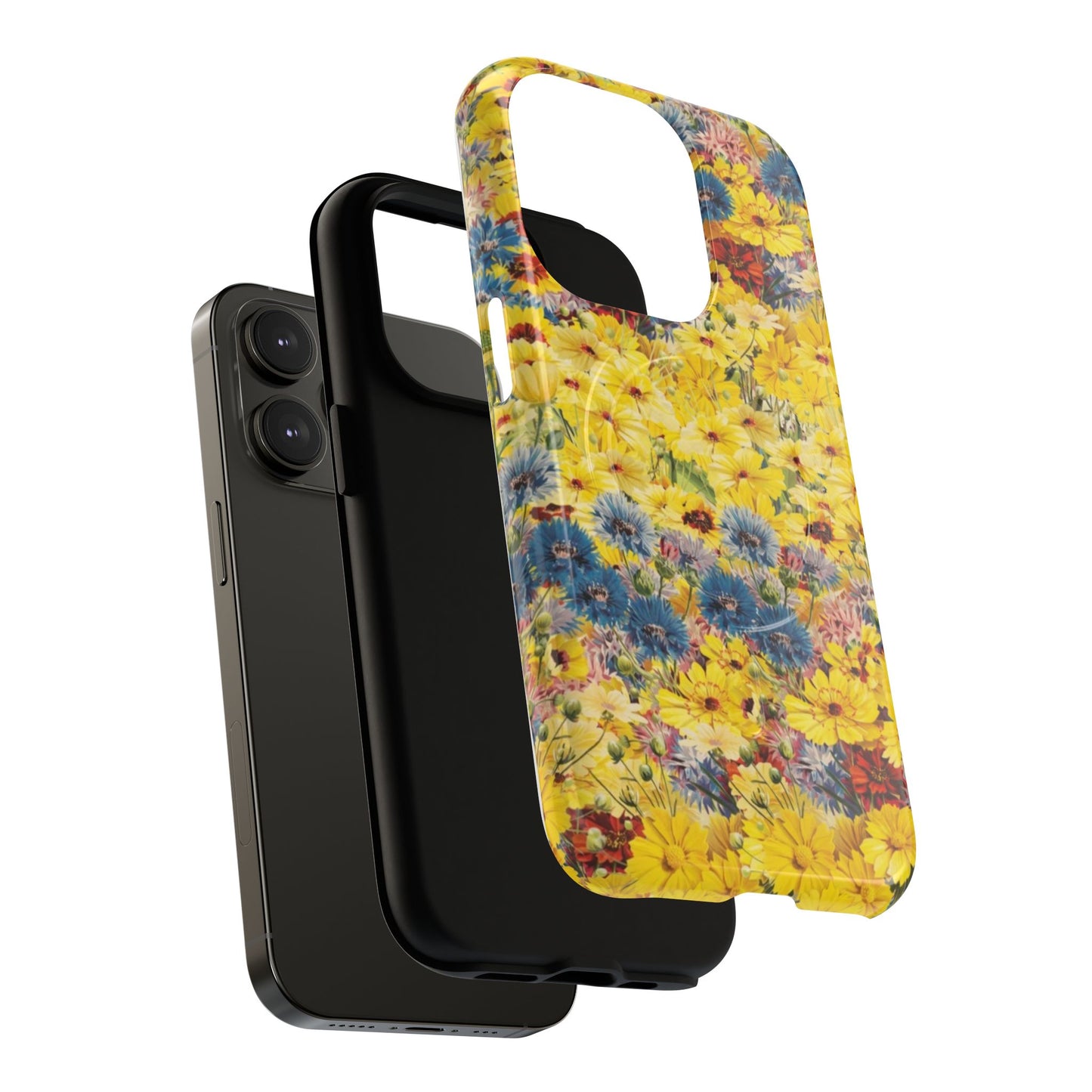 Coque de téléphone magnétique renforcée Floral Yellow Wildflower — Housse magnétique durable à fixation Snap