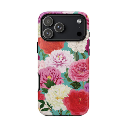 Coque de téléphone renforcée Floral Peony — Housse botanique protectrice pour iPhone