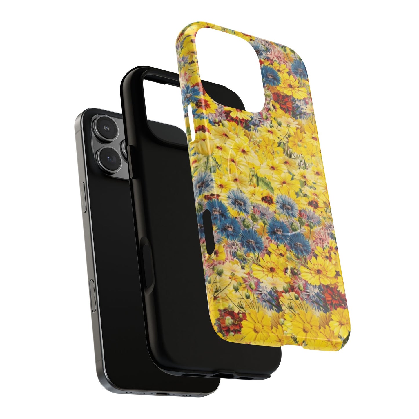 Coque de téléphone magnétique renforcée Floral Yellow Wildflower — Housse magnétique durable à fixation Snap