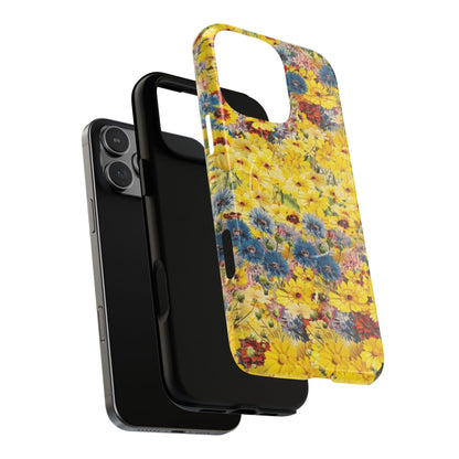 Coque de téléphone magnétique renforcée Floral Yellow Wildflower — Housse magnétique durable à fixation Snap