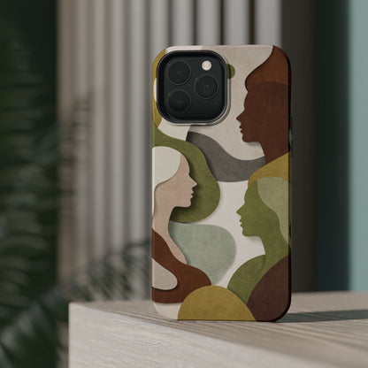Coque de téléphone — Silhouettes multiculturelles abstraites magnétique et résistante aux chocs