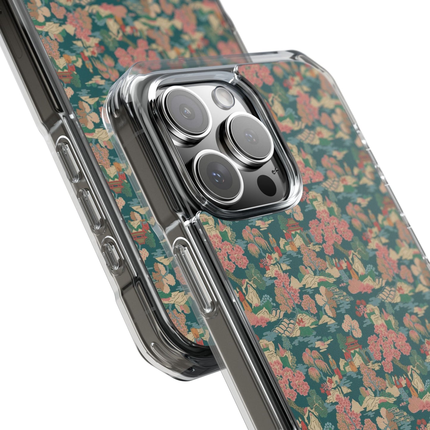 Floral Vintage Clear Magnetic Phone Case – Impact-Resistant iPhone Cover