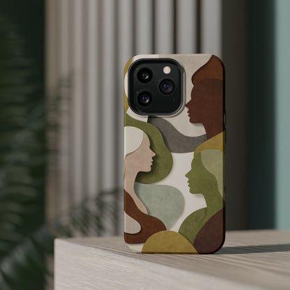 Coque de téléphone — Silhouettes multiculturelles abstraites magnétique et résistante aux chocs