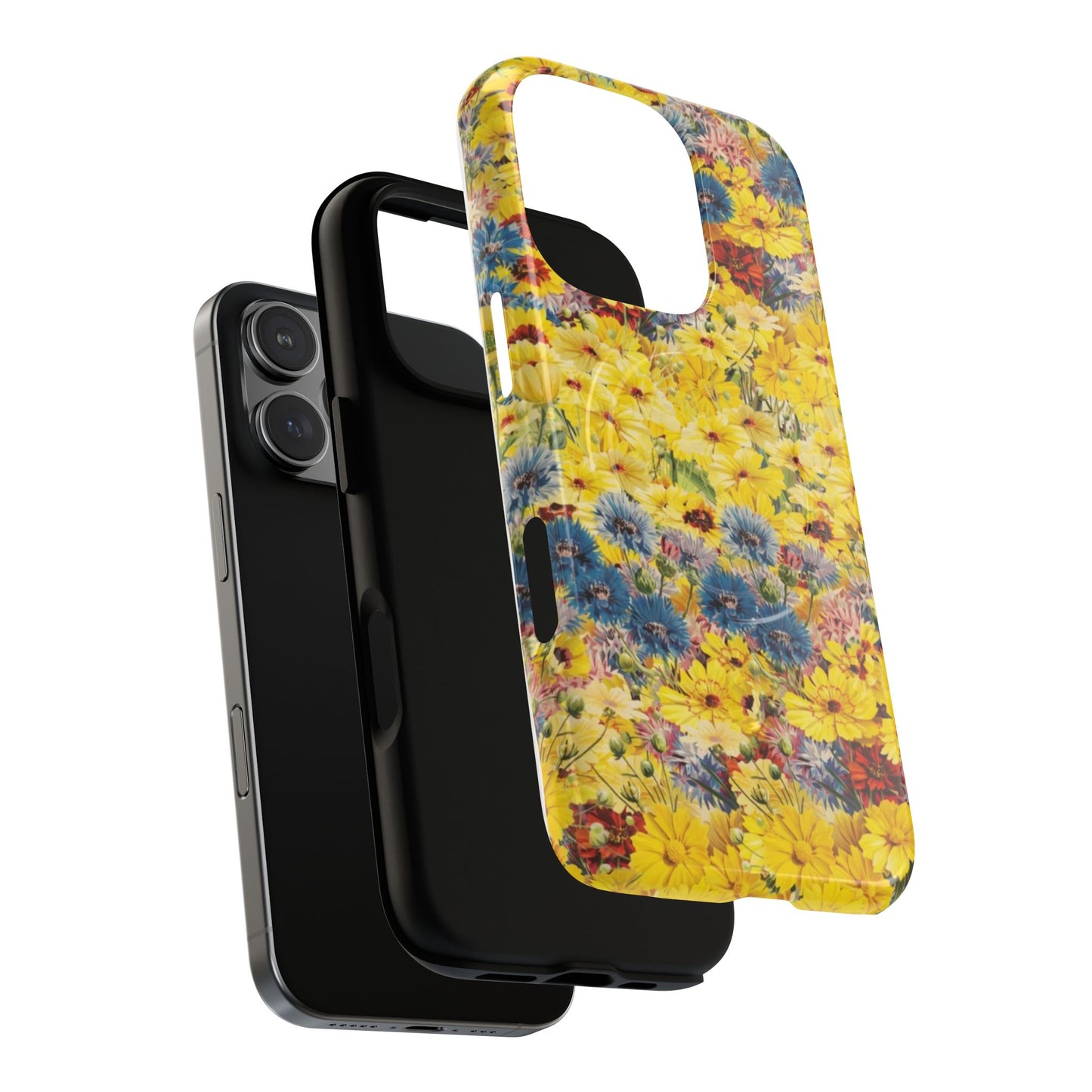 Coque de téléphone magnétique renforcée Floral Yellow Wildflower — Housse magnétique durable à fixation Snap
