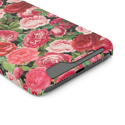 Coque de téléphone avec porte-cartes Floral Rose – Jardin vintage rose