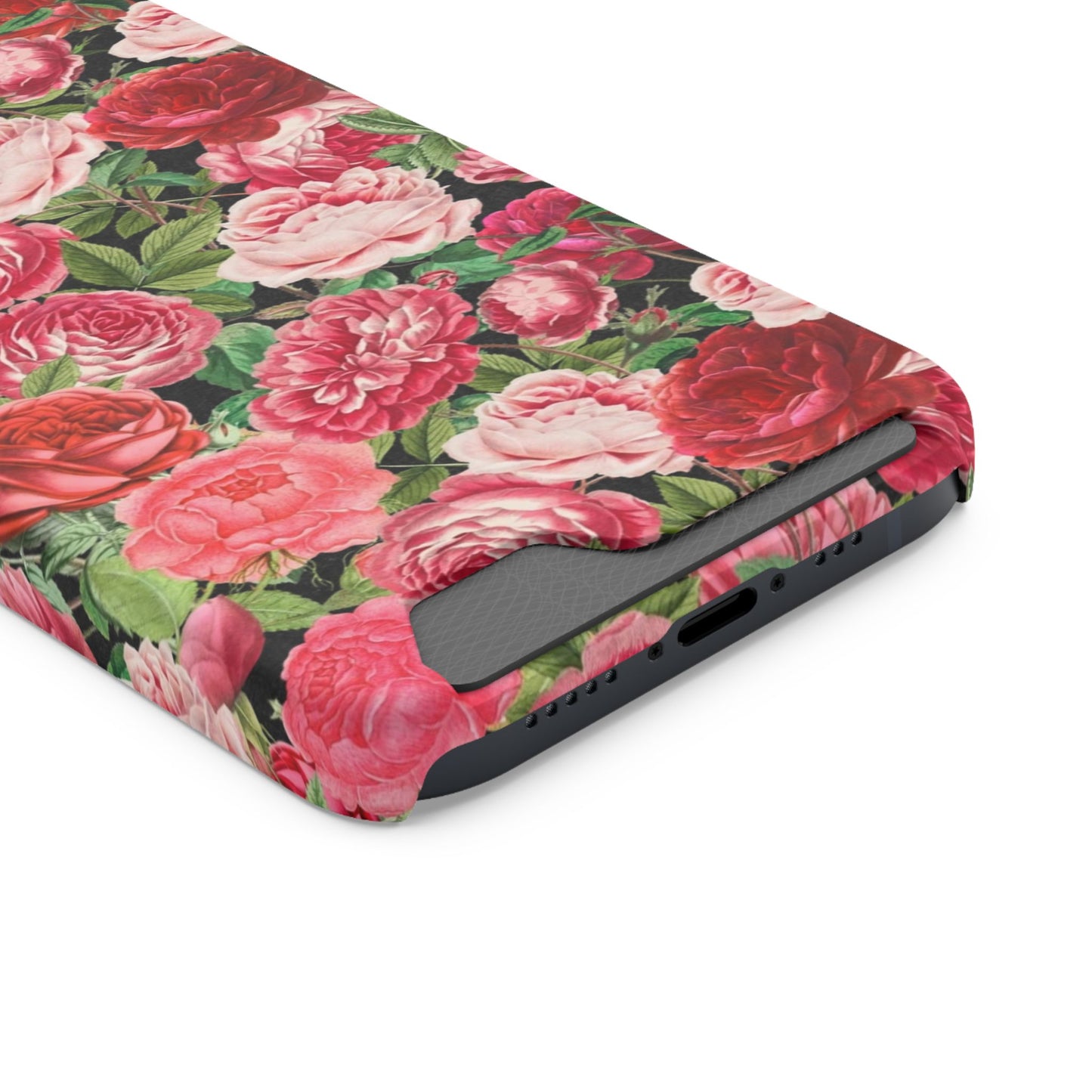 Coque de téléphone avec porte-cartes Floral Rose – Jardin vintage rose