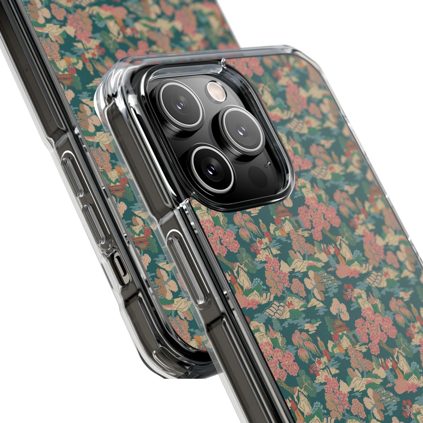 Floral Vintage Clear Magnetic Phone Case – Impact-Resistant iPhone Cover