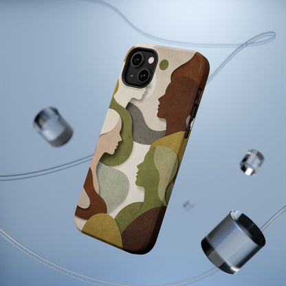 Coque de téléphone — Silhouettes multiculturelles abstraites magnétique et résistante aux chocs