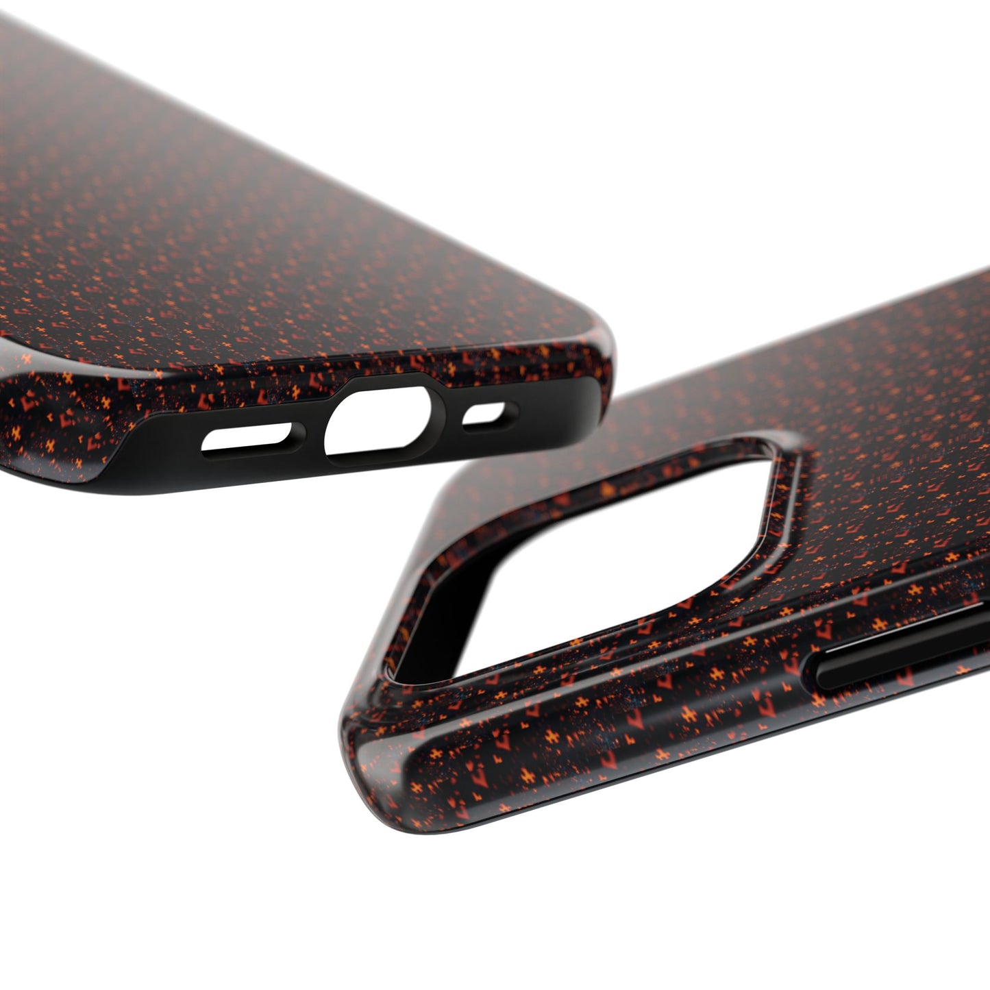 Coque de téléphone renforcée – Housse de protection robuste noire avec éclats rouges