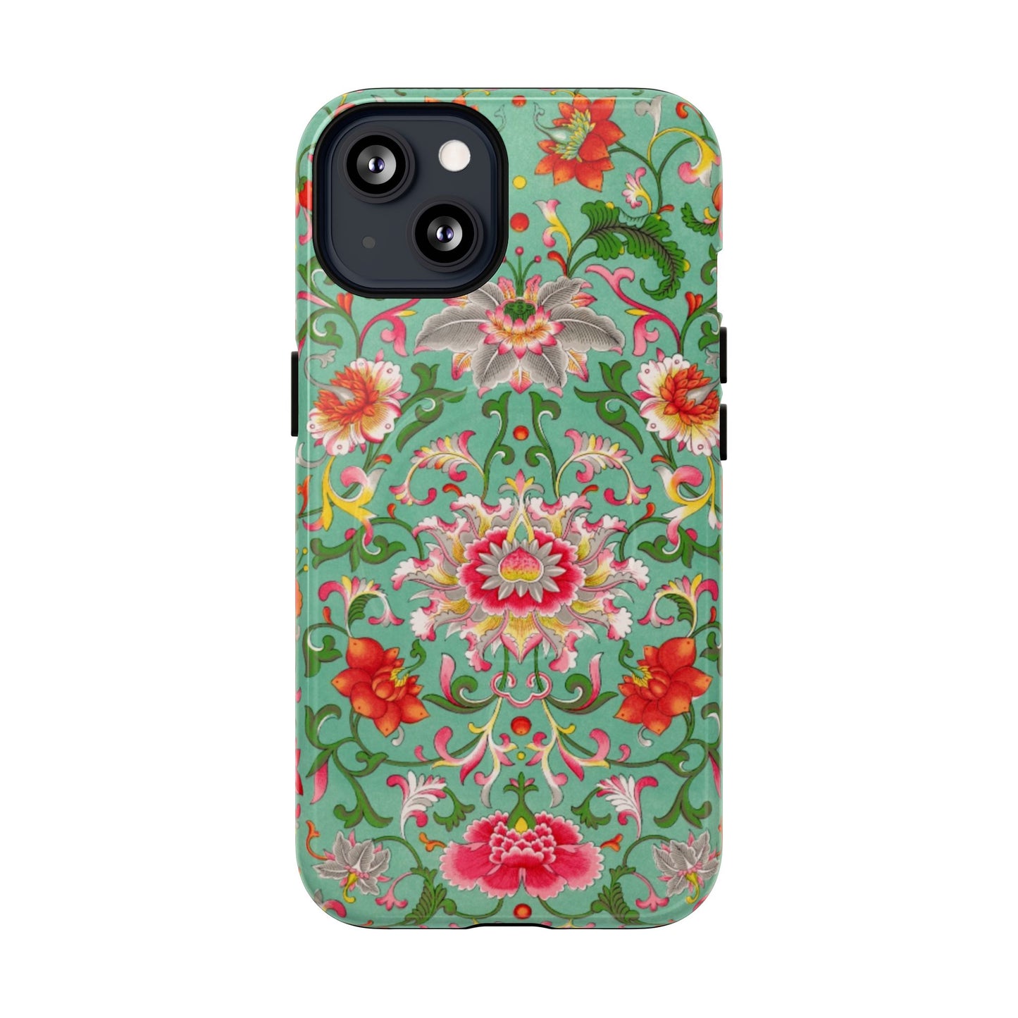 Coque de téléphone magnétique renforcée à motif floral vintage