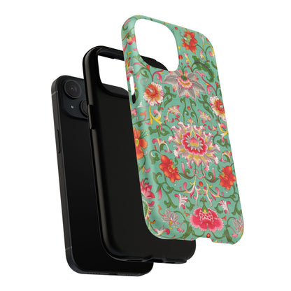 Coque de téléphone magnétique renforcée à motif floral vintage