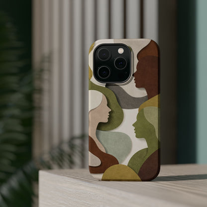 Coque de téléphone — Silhouettes multiculturelles abstraites magnétique et résistante aux chocs