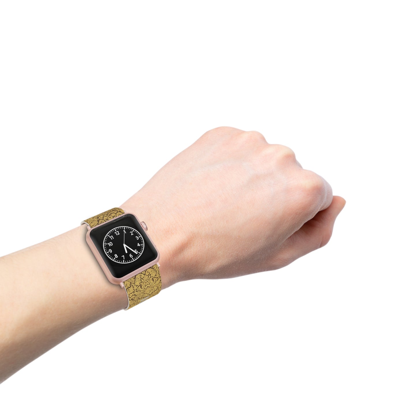 Bracelet Apple Watch Motif Damas Doré — Bracelet de Remplacement Floral Vintage