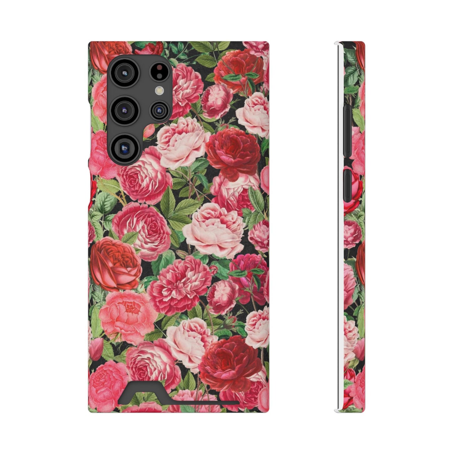 Coque de téléphone avec porte-cartes Floral Rose – Jardin vintage rose
