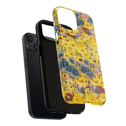 Coque de téléphone magnétique renforcée Floral Yellow Wildflower — Housse magnétique durable à fixation Snap
