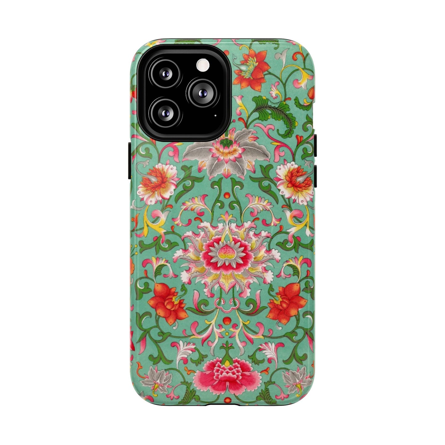 Coque de téléphone magnétique renforcée à motif floral vintage