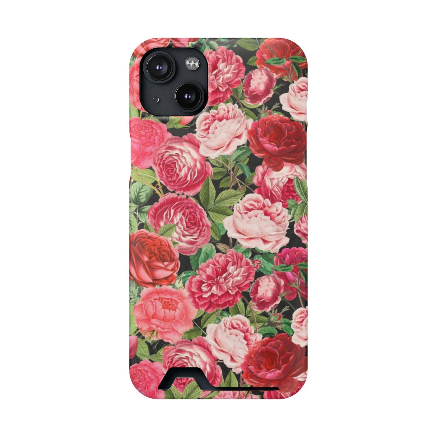Coque de téléphone avec porte-cartes Floral Rose – Jardin vintage rose