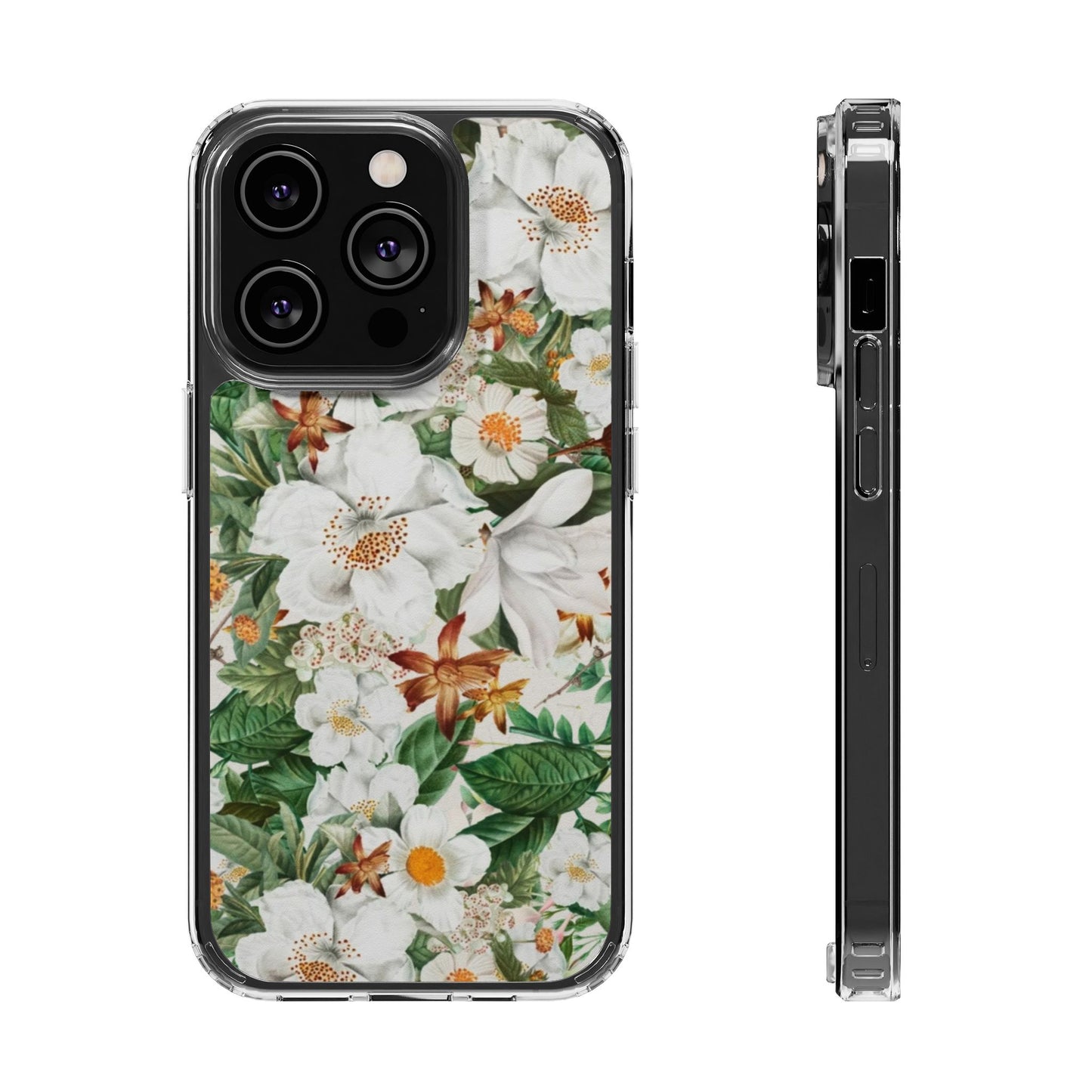 Coque de téléphone magnétique transparente Floral White Garden