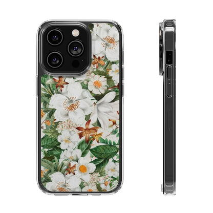 Coque de téléphone magnétique transparente Floral White Garden