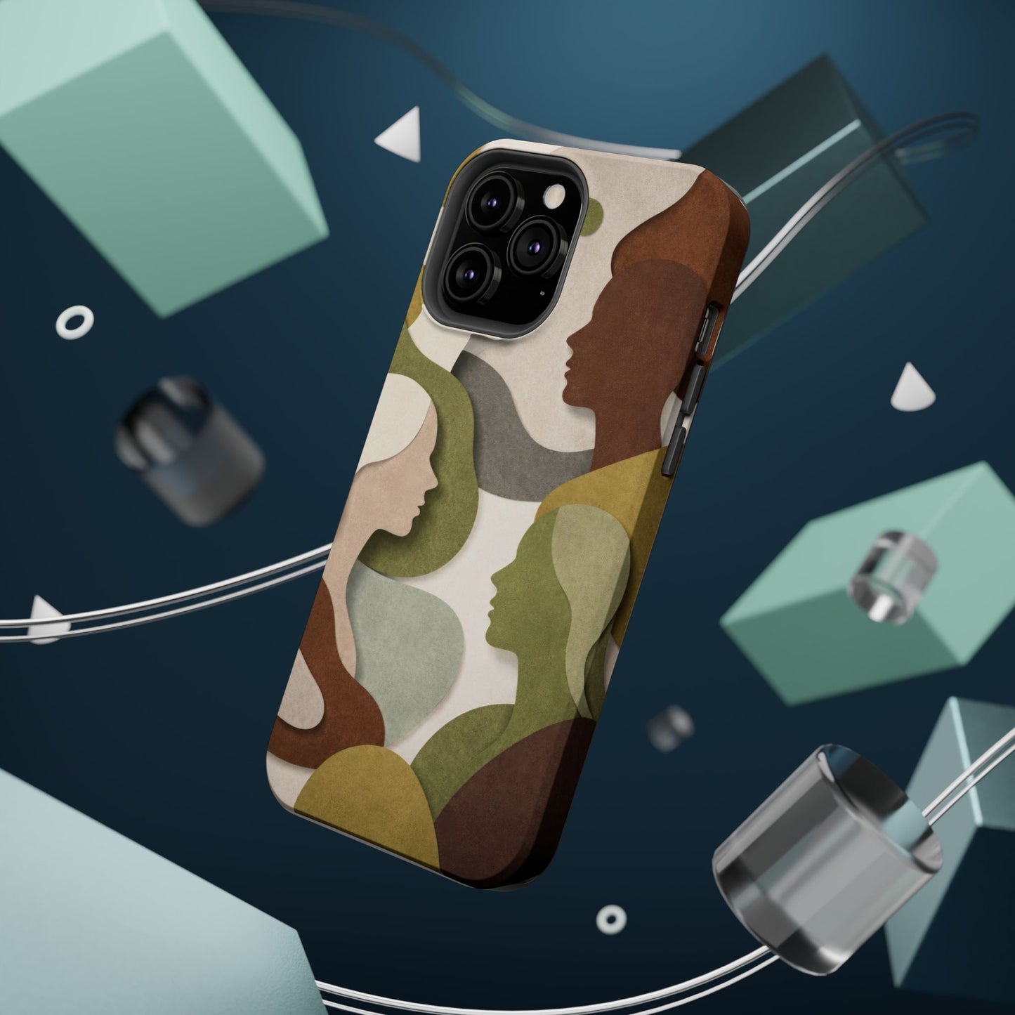 Coque de téléphone — Silhouettes multiculturelles abstraites magnétique et résistante aux chocs