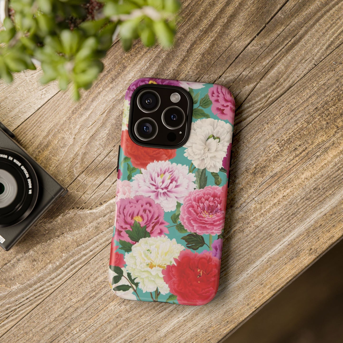 Coque de téléphone renforcée Floral Peony — Housse botanique protectrice pour iPhone