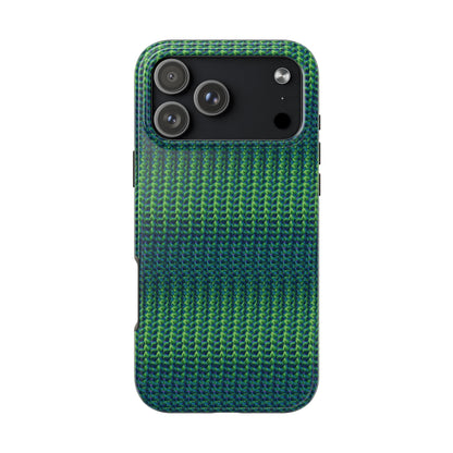 Green Woven Texture Tough Phone Case — Durable Protective Phone Cover
