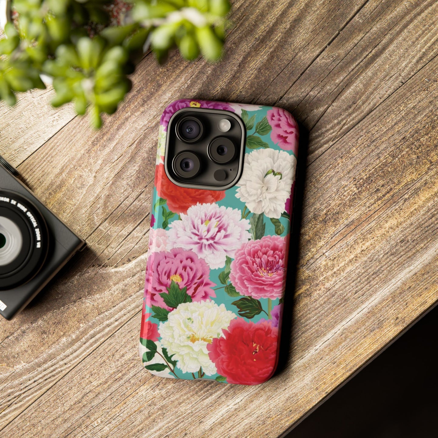Coque de téléphone renforcée Floral Peony — Housse botanique protectrice pour iPhone