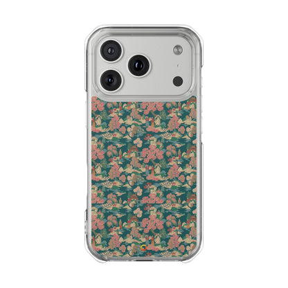 Floral Vintage Clear Magnetic Phone Case – Impact-Resistant iPhone Cover