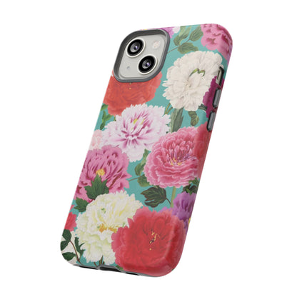 Coque de téléphone renforcée Floral Peony — Housse botanique protectrice pour iPhone