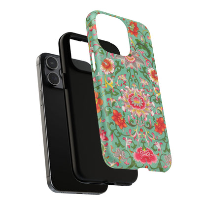 Coque de téléphone magnétique renforcée à motif floral vintage
