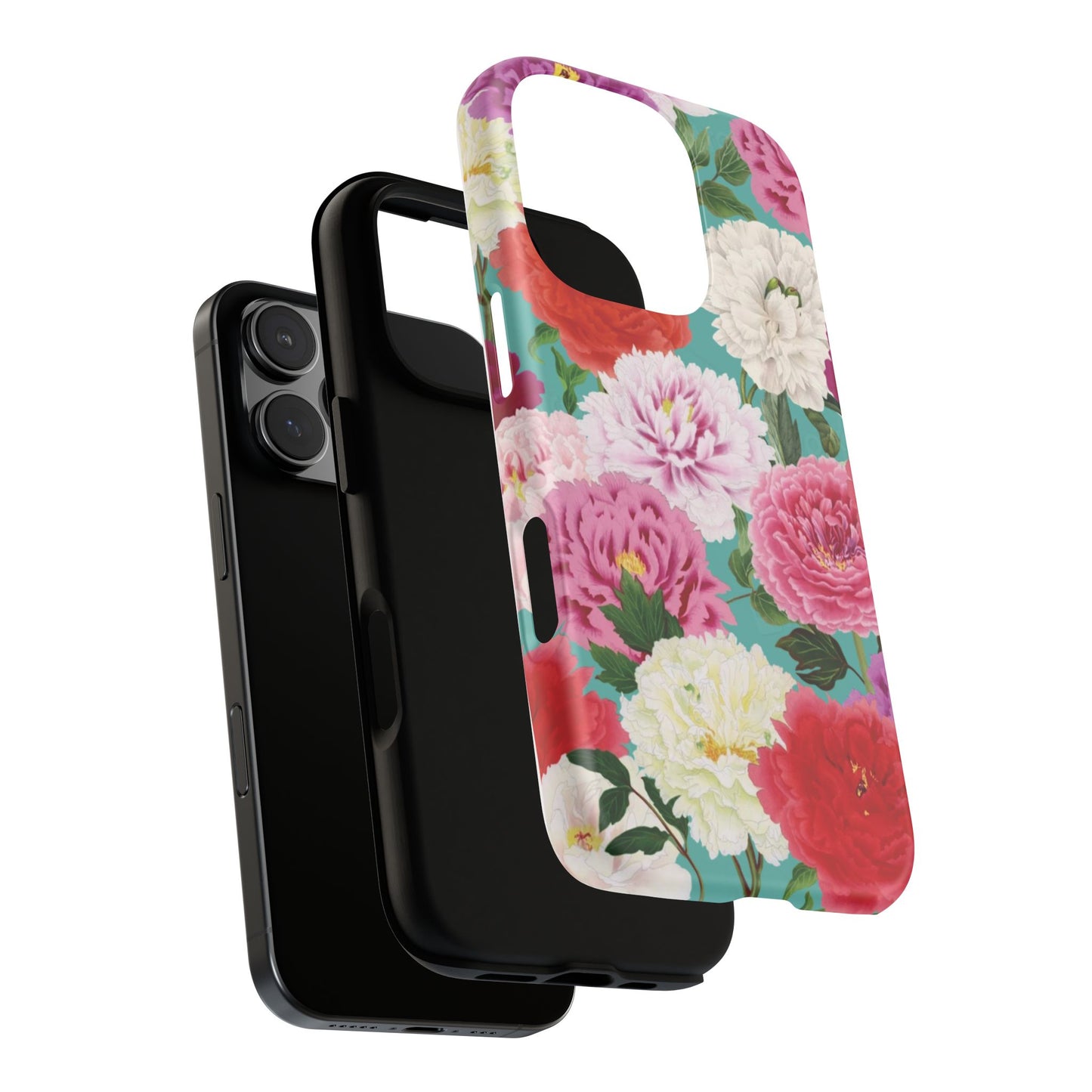 Coque de téléphone renforcée Floral Peony — Housse botanique protectrice pour iPhone