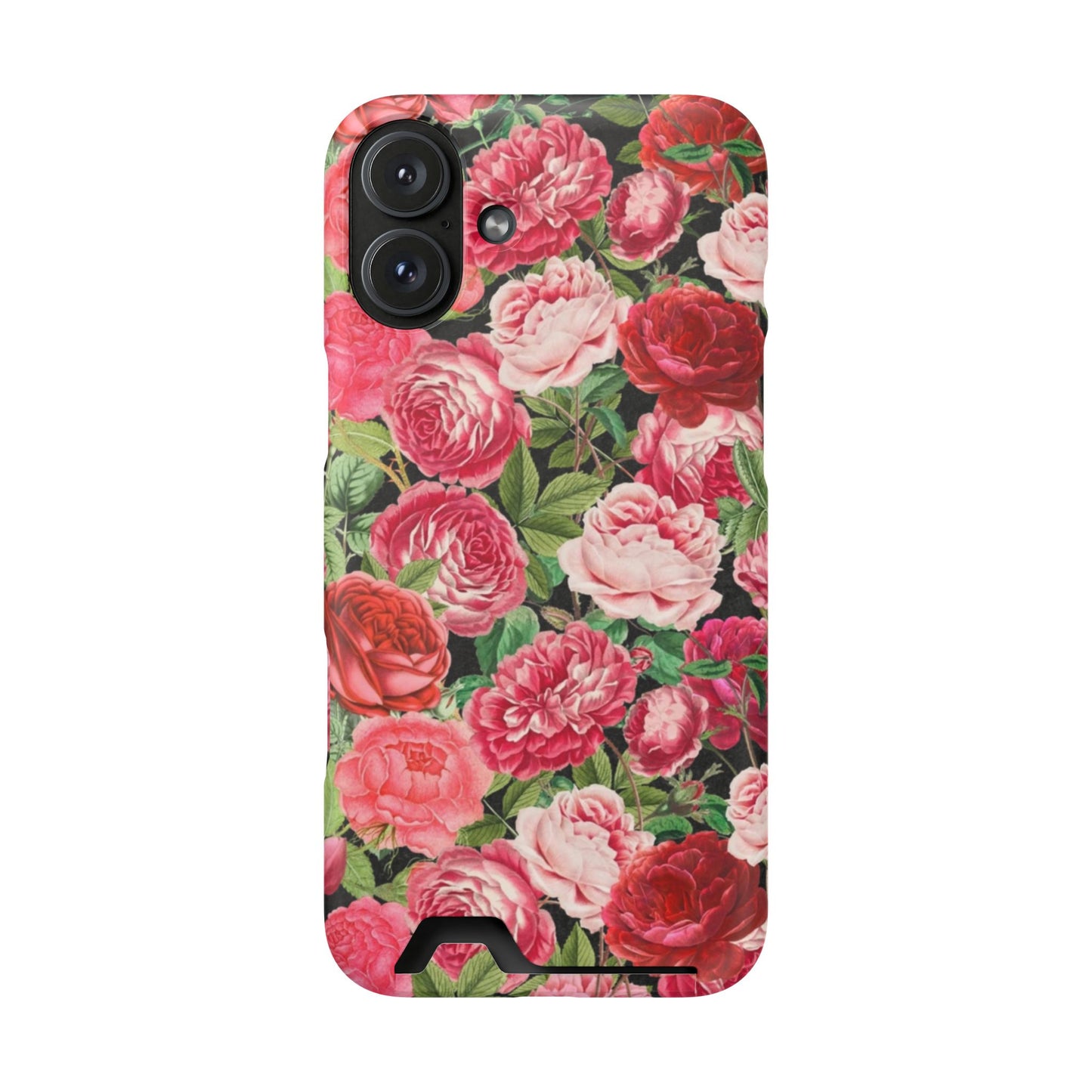 Coque de téléphone avec porte-cartes Floral Rose – Jardin vintage rose