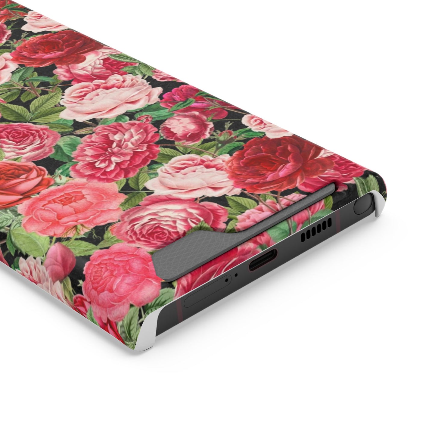 Coque de téléphone avec porte-cartes Floral Rose – Jardin vintage rose