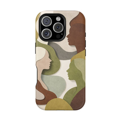 Coque de téléphone — Silhouettes multiculturelles abstraites magnétique et résistante aux chocs