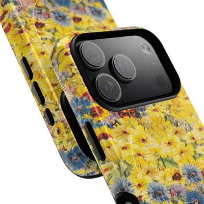 Coque de téléphone magnétique renforcée Floral Yellow Wildflower — Housse magnétique durable à fixation Snap