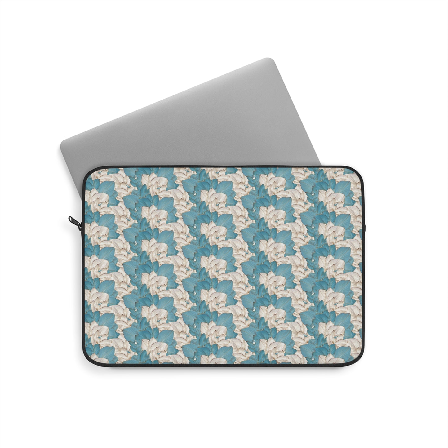 Blue Floral Pattern Laptop Sleeve — Vintage Magnolia Design