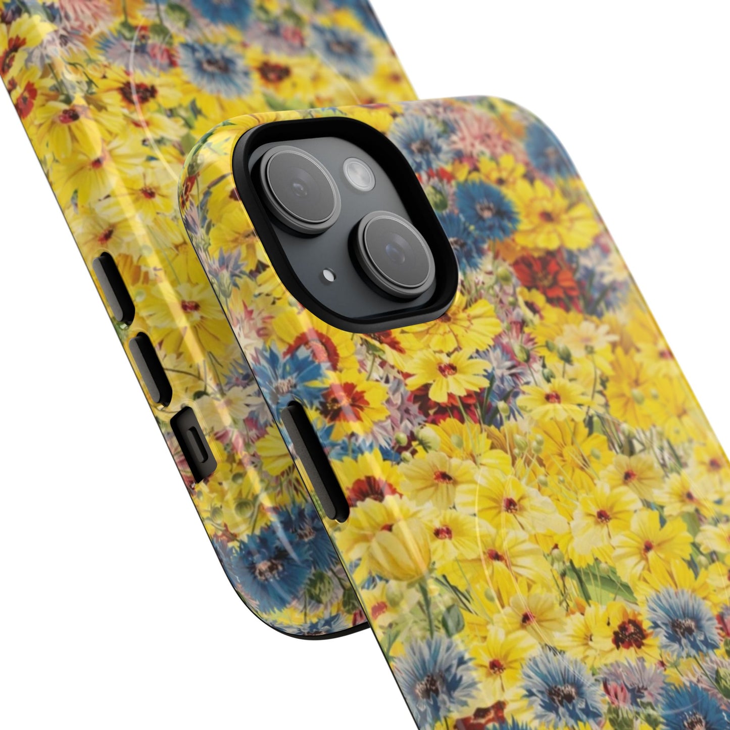 Coque de téléphone magnétique renforcée Floral Yellow Wildflower — Housse magnétique durable à fixation Snap