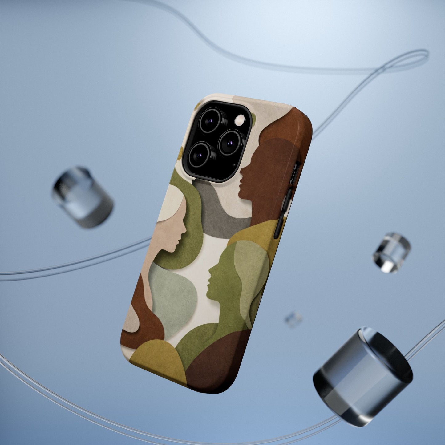 Coque de téléphone — Silhouettes multiculturelles abstraites magnétique et résistante aux chocs